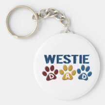 WESTIE Dad Paw Print 1 Key Chains