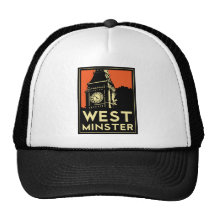 westminster retro art deco travel poster trucker hats