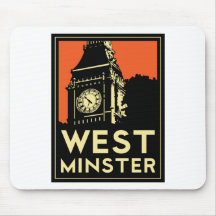 westminster retro art deco travel poster mouse mats