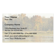 Wetland with autumn trees and ducks business card templates