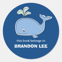 Whale Bookplates, BB Round Stickers