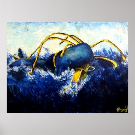 Whale Vs Colossal Squid Original Artist Print