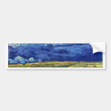 Wheat Field Under Clouded Sky By Vincent Van Gogh Bumper Stickers