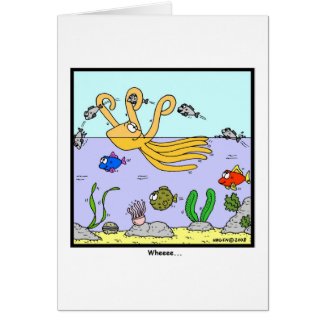 Wheeee: Octopus cartoon Greeting Cards