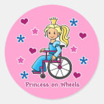 Wheelchair Princess Round Sticker