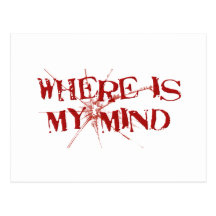 Where Is My Mind - Cracked Glass Red Messy Letters Post Card