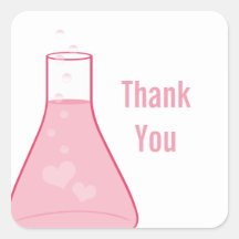 Whimsical Beaker Thank You Stickers, Pink