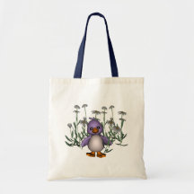 Whimsical Bird Daisy Flowers Cute Tote Bag