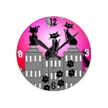Whimsical Black Cats Clock