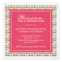 Whimsical Butterflies Birthday Party Invitation