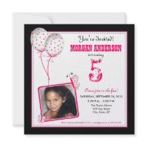 Whimsical Butterflies Birthday Party Invite: black