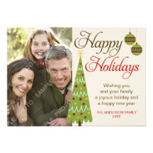 Whimsical Christmas Tree Holiday Photo Card Personalised Announcement