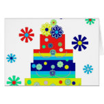 Whimsical Colourful Birthday Cake Design Greeting Card