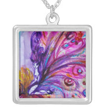 WHIMSICAL CUTE FAIRY IN PINK AND GOLD SPARKLES NECKLACES