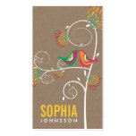 Whimsical Cute Kissing Summer Birds Kraft Paper business cards