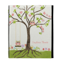 Whimsical Cute Owls Tree of Life Heart Leaf Swirls iPad Cases