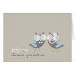 Whimsical Cute Wedding Brown Blue Owls Thank You cards