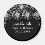 Whimsical Daisies Save the Date Magnet, Black