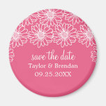 Whimsical Daisies Save the Date Magnet, Pink