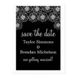Whimsical Daisies Save the Date Postcard, Black