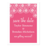 Whimsical Daisies Save the Date Postcard, Pink