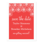 Whimsical Daisies Save the Date Postcard, Red