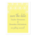 Whimsical Daisies Save the Date Postcard, Yellow