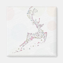 whimsical doodles christmas reindeer fridge magnet