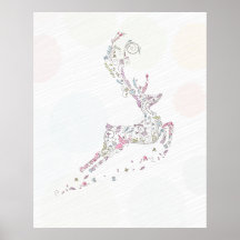whimsical doodles christmas reindeer poster