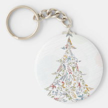 whimsical doodles christmas tree keychains