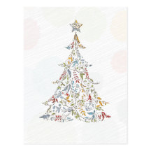 whimsical doodles christmas tree post cards