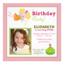 Whimsical Fairy Girls Birthday Party Invite: pink