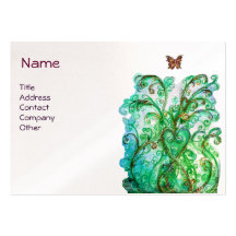 WHIMSICAL FLOURISHES bright blue green pearl Business Card Template