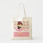 Whimsical Girly Floral Pink Ballerina Personalised Tote Bag