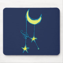 Whimsical Moon and Stars Mouse Pad