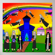 Whimsical Nuns Canvas Art "Flying Nuns" Posters