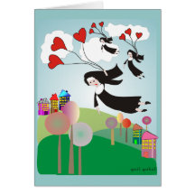 Whimsical Nuns With Balloons Notecards
