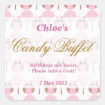 Whimsical Owl Birthday Candy Buffet Sticker