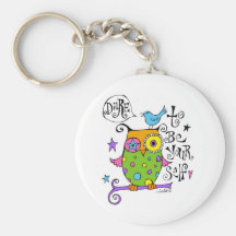 Whimsical Owl Illustration Keychain