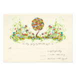 Whimsical Patchwoork Flower Tree Wedding RSVP Invite