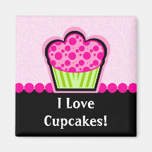 Whimsical Pink Cupcake Magnet