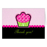 Whimsical Pink Cupcake Thank You Greeting Card