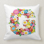 Whimsical Spring Flowers Garden Monogram Pillow pillows