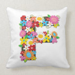 Whimsical Spring Flowers Garden Monogram Pillow pillows