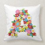 Whimsical Spring Flowers Garden Monogram Pillow pillows