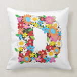 Whimsical Spring Flowers Garden Monogram Pillow pillows