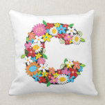 Whimsical Spring Flowers Garden Monogram Pillow pillows