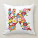 Whimsical Spring Flowers Garden Monogram Pillow pillows