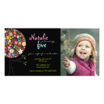 Whimsical Spring Flowers Pop Tree Kid Birthday Photo Card Template