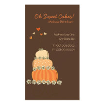 Whimsical Sweet Peach Orange Wedding Birthday Cake Business Card Templates